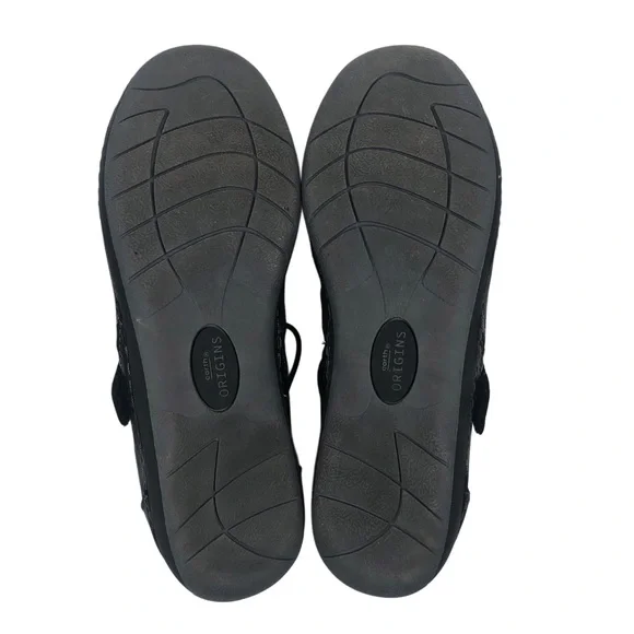 Earth Origins Black Leather Strap Flats Sz 10 - Picture 5 of 7